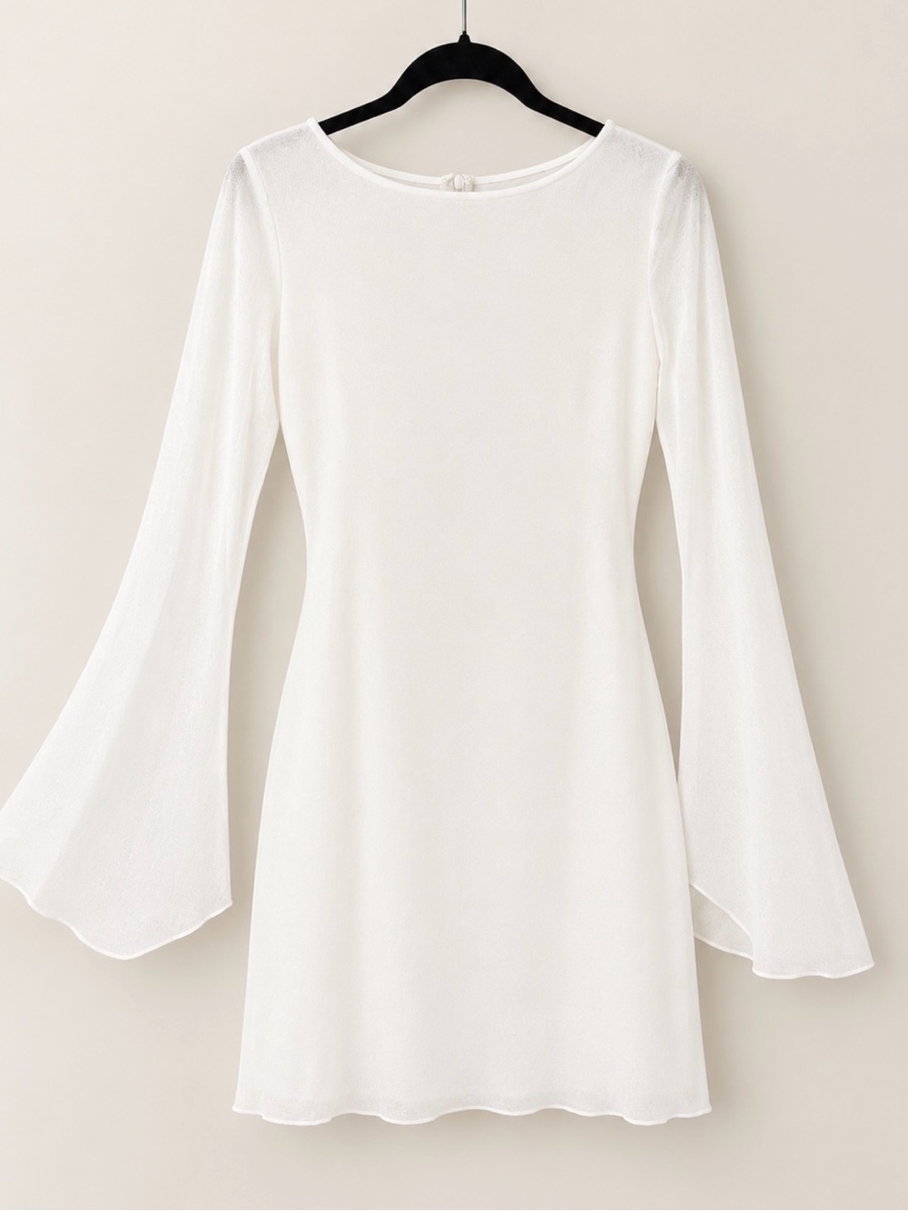 Fashion Nova White Long-Sleeve Bell Mini Dress + bonus belt